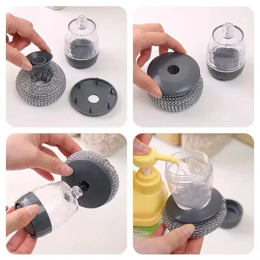 Portable Soap Dispensing Dish Brush