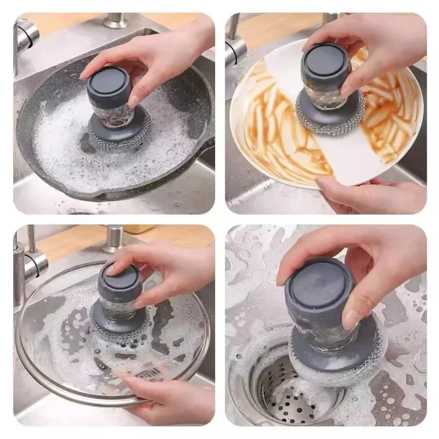 Portable Soap Dispensing Dish Brush